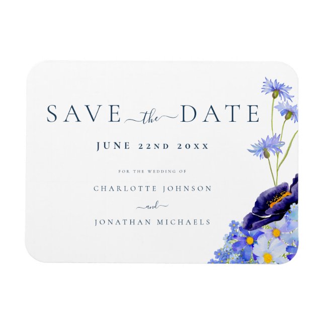 Modern Wildflower Wedding Magnet (Horizontal)