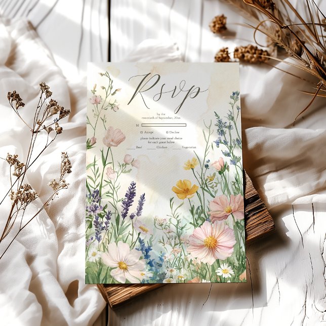 Modern Wildflower  Wedding RSVP Card (Creator Uploaded)