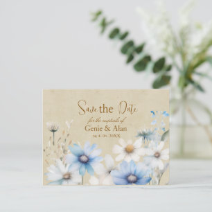 Modern Wildflower Wedding Save the Date Postcard