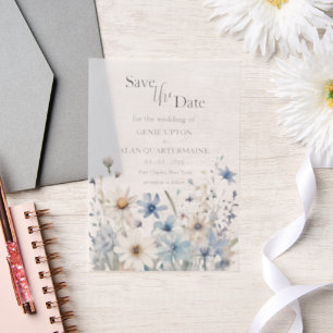 Modern Wildflower Wedding Save the Date Vellum Invitations