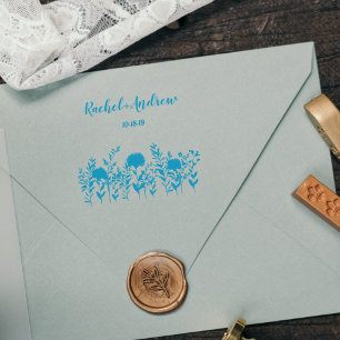 Modern Wildflowers and Twigs and Design Rubber Stamp