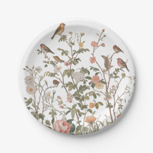 Modern wildflowers & birds Birthday or Shower      Paper Plate
