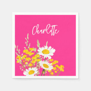 Modern Wildflowers Custom Monogram Napkin