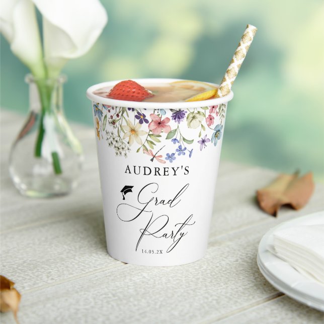 Modern Wildflowers Floral  Grad Party  Paper Cups (Insitu)