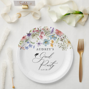 Modern Wildflowers Floral  Grad Party  Paper Plate