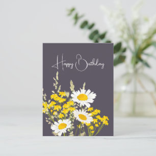 Modern Wildflowers Happy Birthday Postcard