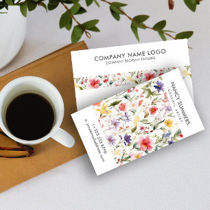 Modern Wildflowers & Leafs Pattern Business Card