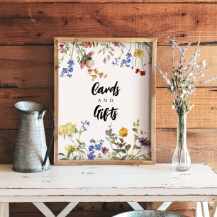 Modern Wildflowers Shower Cards & Gifts Sign