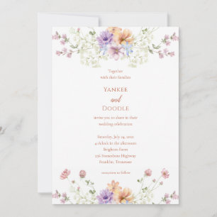 Modern wildflowers spring wedding invitation