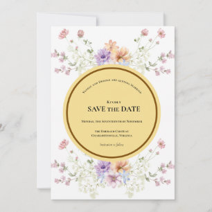 Modern wildflowers spring wedding save the date