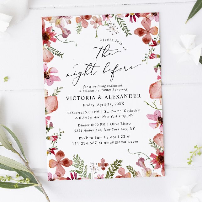 Modern Wildflowers The Night Before Wedding  Invitation (Creator Uploaded)