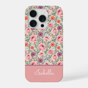 Modern Wildflowers with Name iPhone 15 Pro Case
