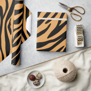 Modern Wildlife Bengal Tiger Animal Print Pattern Wrapping Paper
