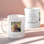 Modern Will You Be My Bridesmaid? Photo Collage Coffee Mug<br><div class="desc">This modern "Will You Be My Bridesmaid?" coffee mug features a stunning photo collage with a black-and-white calligraphy design. Perfect for a heartfelt bridesmaid proposal, this personalized mug showcases Polaroid-style photos and adds a unique touch to your bridal party invitation. It combines modern elegance with a thoughtful, lasting keepsake for...</div>
