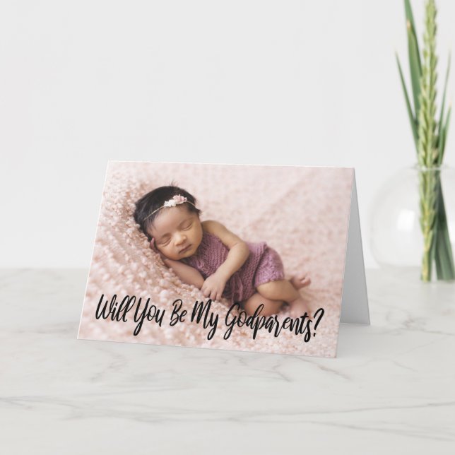 Modern Will You Be My Godparents Photo Card (Front)