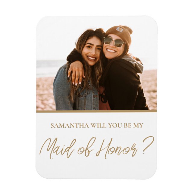 Modern Will You Be My Maid of Honour Photo Magnet (Vertical)
