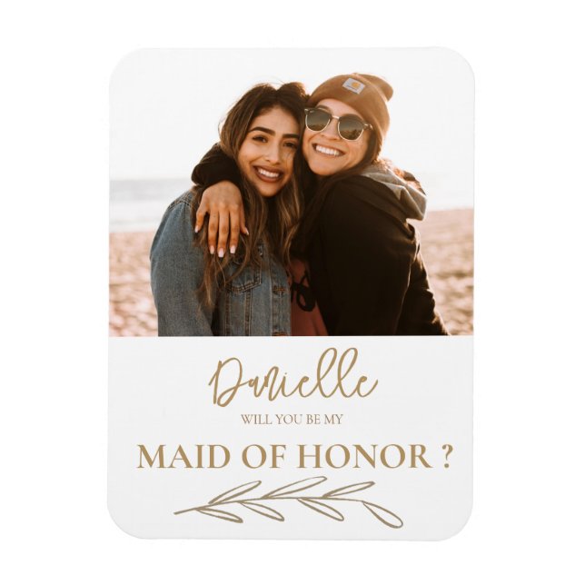 Modern Will You Be My Maid of Honour Photo Magnet (Vertical)