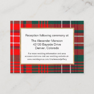 Modern Wilson Tartan Plaid Wedding Enclosure Card