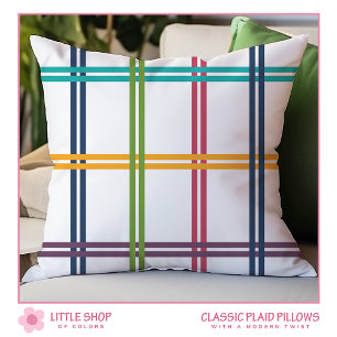 Modern Windowpane Plaid Pattern Throw Pillow