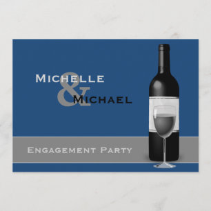 Modern Wine Bottle Engagement Party Invitation