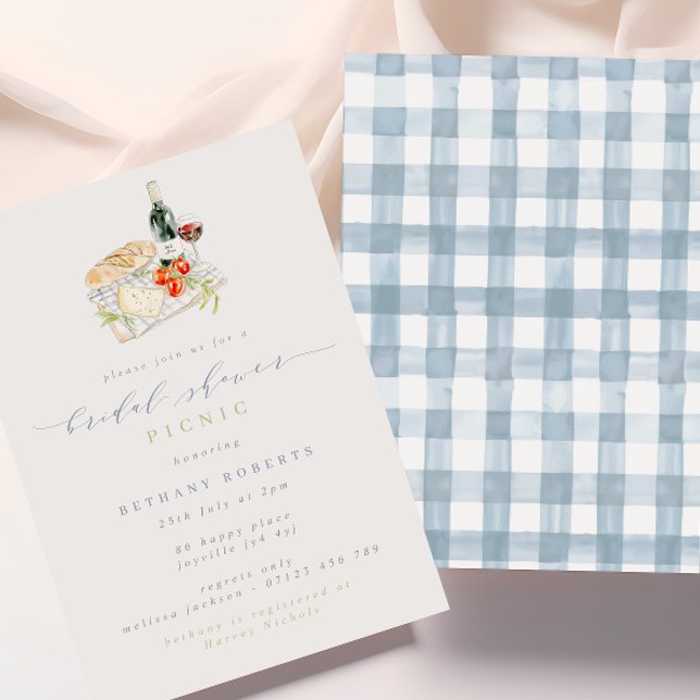 Modern Wine & Cheese Bridal Shower Picnic Invitation (Creator Uploaded)