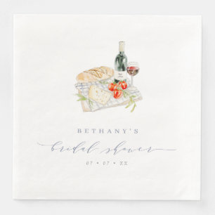 Modern Wine & Cheese Picnic Bridal Shower  Napkin
