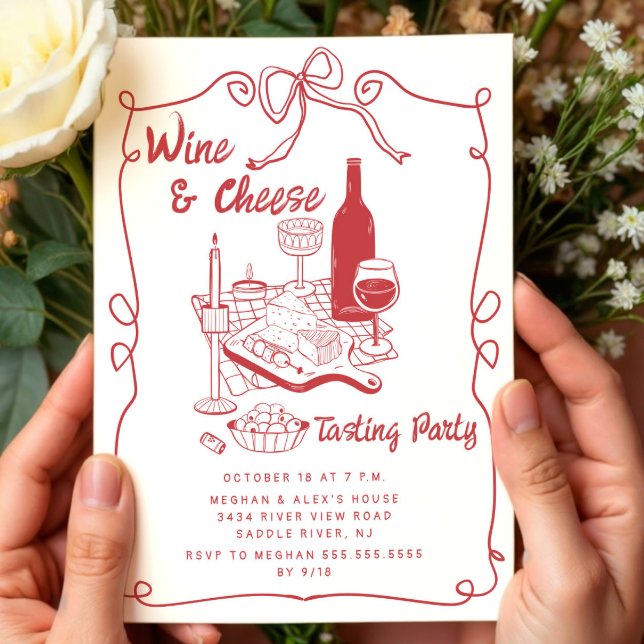 Modern Wine & Cheese Tasting Party Invitation (Creator Uploaded)