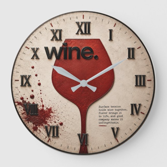 Modern Wine Glass Minimalist  Large Clock (Front)