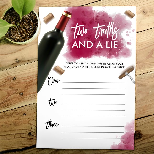 Modern Wine Two Truths and a Lie Game | Paper Card (Creator Uploaded)