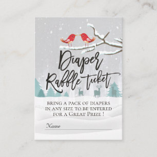 Modern Winter Baby Shower Diaper Raffle Ticket Enclosure Card