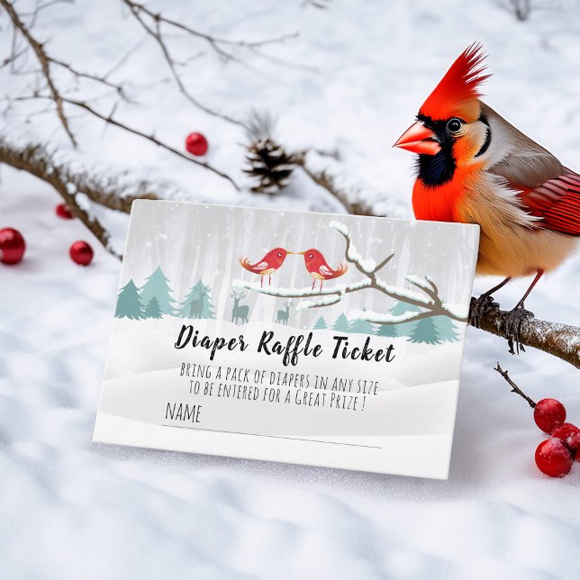 Modern Winter Baby Shower Diaper Raffle Ticket Enclosure Card (Creator Uploaded)
