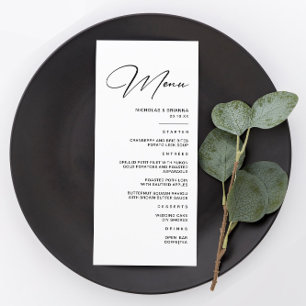 Modern Winter Black and White Wedding  Menu