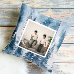 Modern Winter Blue Trees & Photo  Throw Pillow<br><div class="desc">Modern Winter Blue Trees & Photo Pillows make for thoughtful and practical gifts, offering comfort and relaxation to the recipient. Here's a description of pillows as a gift: Give the gift of ultimate comfort and relaxation with these luxurious pillows. Crafted with the finest materials, these pillows are designed to provide...</div>
