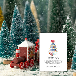 Modern Winter Bow Christmas Tree Baby Shower  Thank You Card