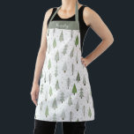 Modern Winter Christmas Forest Trees Personalized Apron<br><div class="desc">Modern Christmas and winter forest trees pattern design in sage and olive green personalized with a name, monogram or custom text in your choice of font style and colour (shown in a modern handwritten script). ASSISTANCE: For help with design modification or personalization, colour change, resizing, transferring the design to another...</div>