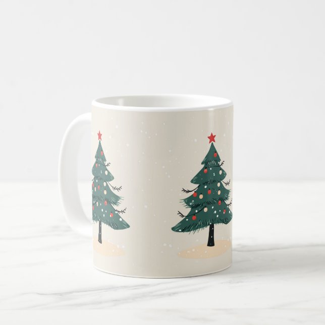Modern Winter Evergreen Christmas Tree coffee mug (Front Left)