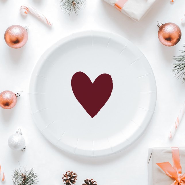 Modern Winter Festive Burgundy Red Baby Shower Paper Plate (Creator Uploaded)