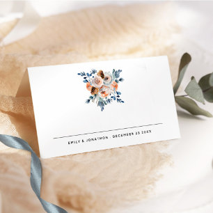 Modern Winter Florals Names Date Wedding Place Car Card