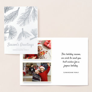 Modern Winter Foliage Season's Holiday Greetings Foil Card
