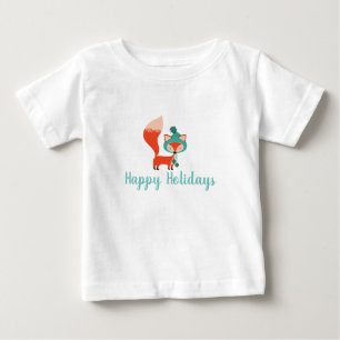 Modern Winter Fox Customizable Holiday Baby T-Shirt