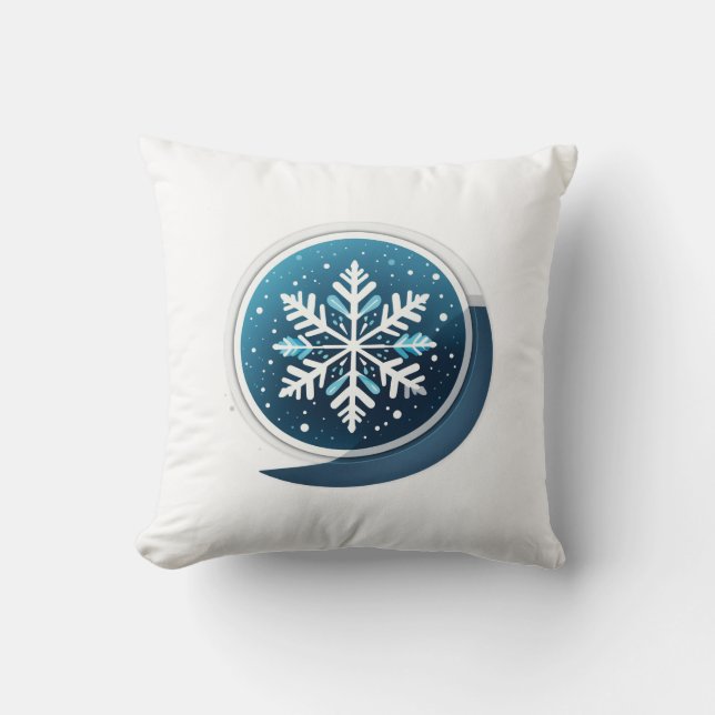 Modern Winter Frost Throw Pillow (Front)