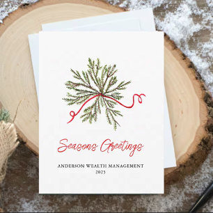 Modern Winter greenery Corporate  Holiday Card