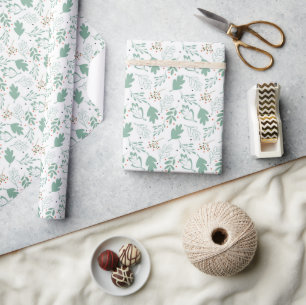 MODERN WINTER GREENERY HOLIDAY  WRAPPING PAPER