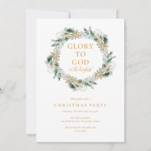Modern Winter Greenery Religious Christmas Party Invitation