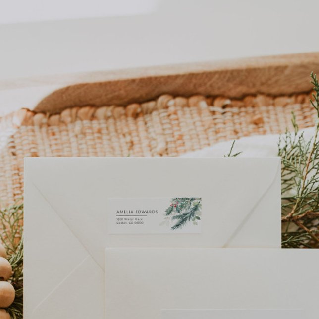 Modern Winter Greenery Return Address Labels (Creator Uploaded)