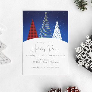 Modern Winter Happy Holiday Trees Invitation