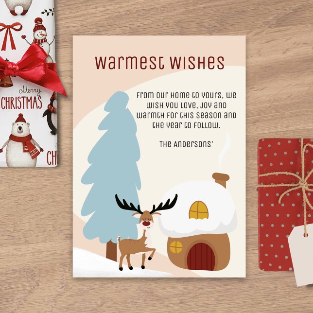 Modern Winter Moose Scandi Japandi Christmas Holiday Card (Creator Uploaded)