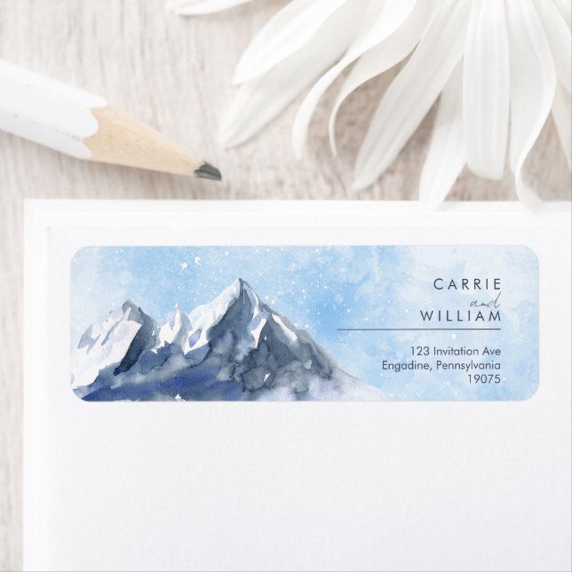 Modern Winter Mountain Pattern Wedding (En situation)