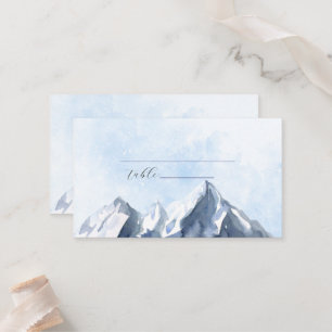 Modern Winter Mountain Pattern Wedding Place Card