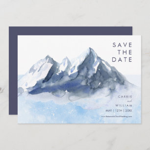 Modern Winter Mountain Pattern Wedding Save The Date